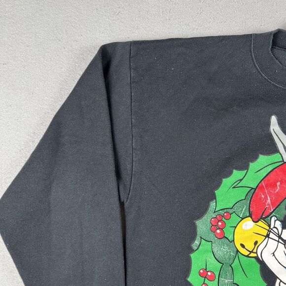 Vintage 1994 Bugs Bunny Christmas Sweatshirt Men’s XL Black Holiday Winter - Picture 6 of 16